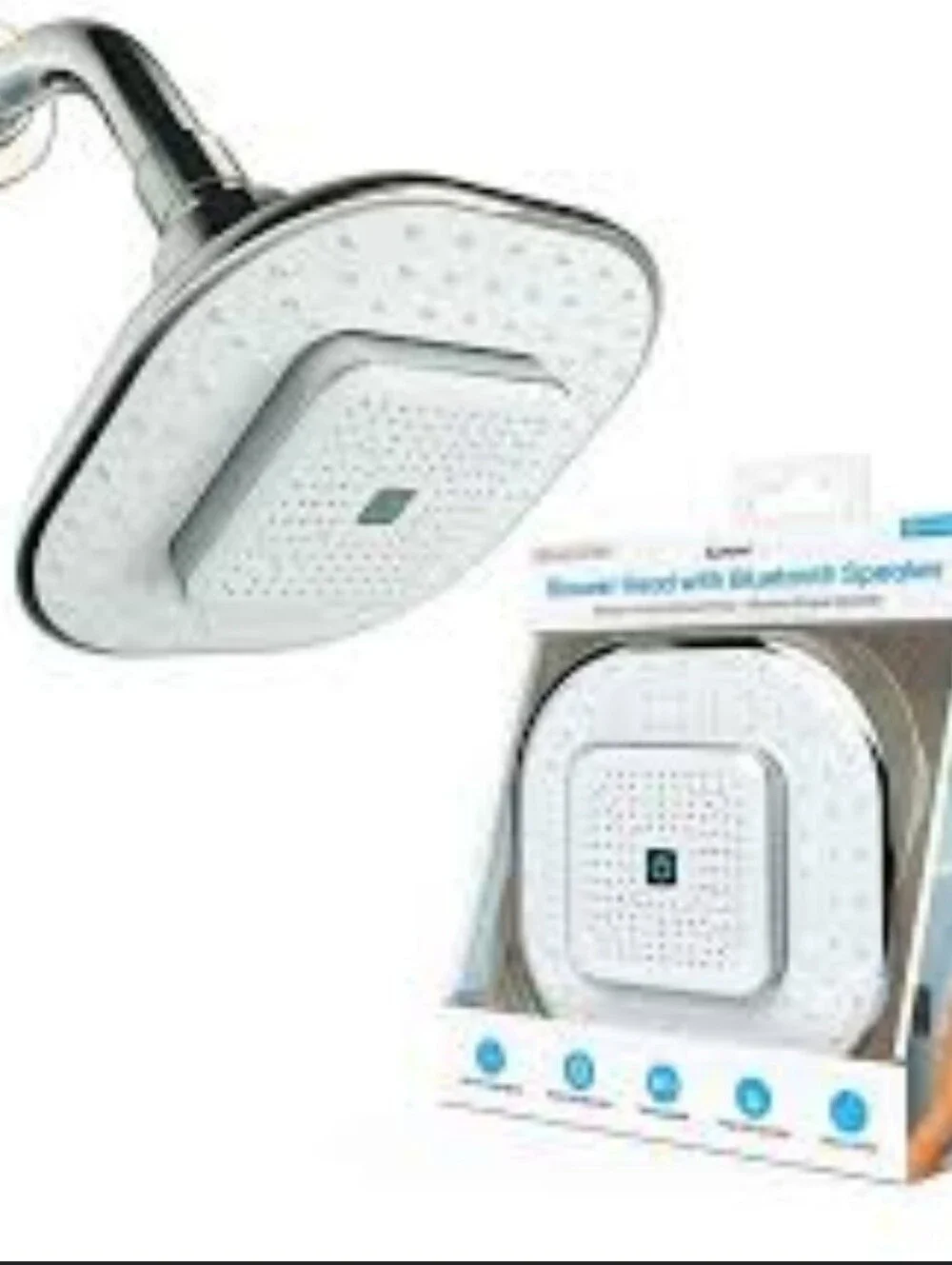 White Bluetooth Shower Head Speaker — Wireless Waterproof Audio